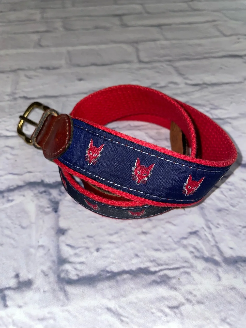 Leather Man Fox Canvas Belt Large Red Blue